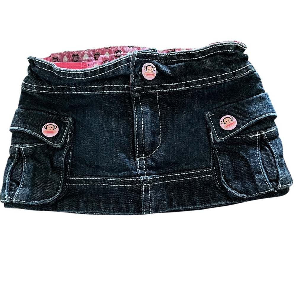 Paul Frank Dark Denim Skirt with Pink Buttons